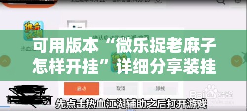 可用版本“微乐捉老麻子怎样开挂”详细分享装挂步骤