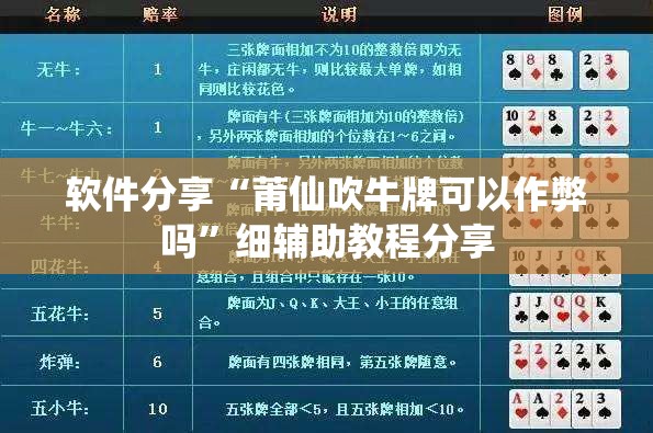 软件分享“莆仙吹牛牌可以作弊吗”细辅助教程分享